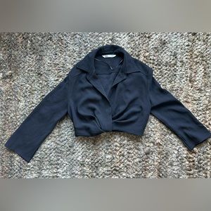 Zara Black Relaxed Collar Blouse